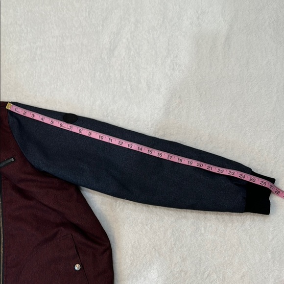 Native Youth Zip up Burgundy and Black Bomber Jacket - Picture 11 of 13